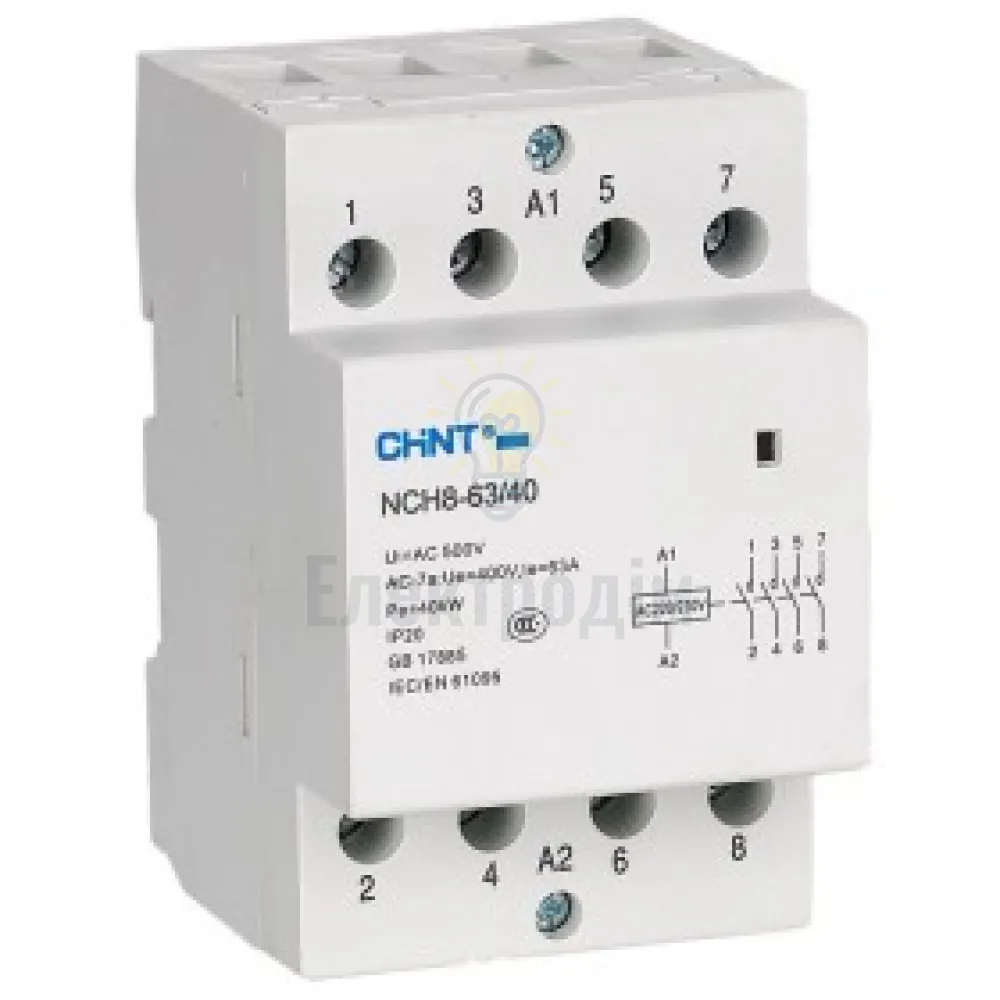Контактор зм. стр. NCH8-40/40 4P 40A 4NO 256099 