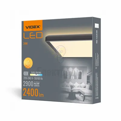 LED світильник з декоративною підсвіткою квадратний VIDEX DL3S 24W 4000K Чорний VL-DL3S-244B — купити в Електродім