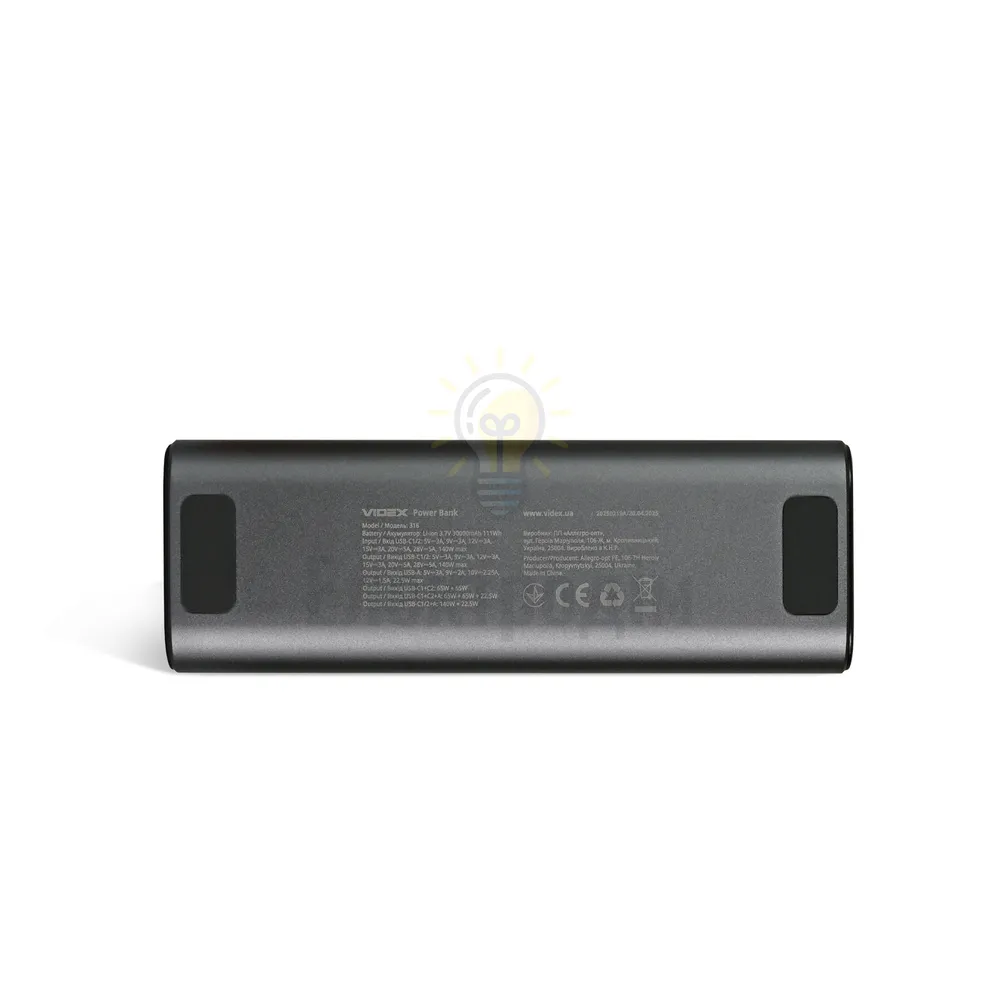 Повербанк 30000mAh VIDEX VPB-316 162W PD140W +Display VPB-316-G  - фото 10