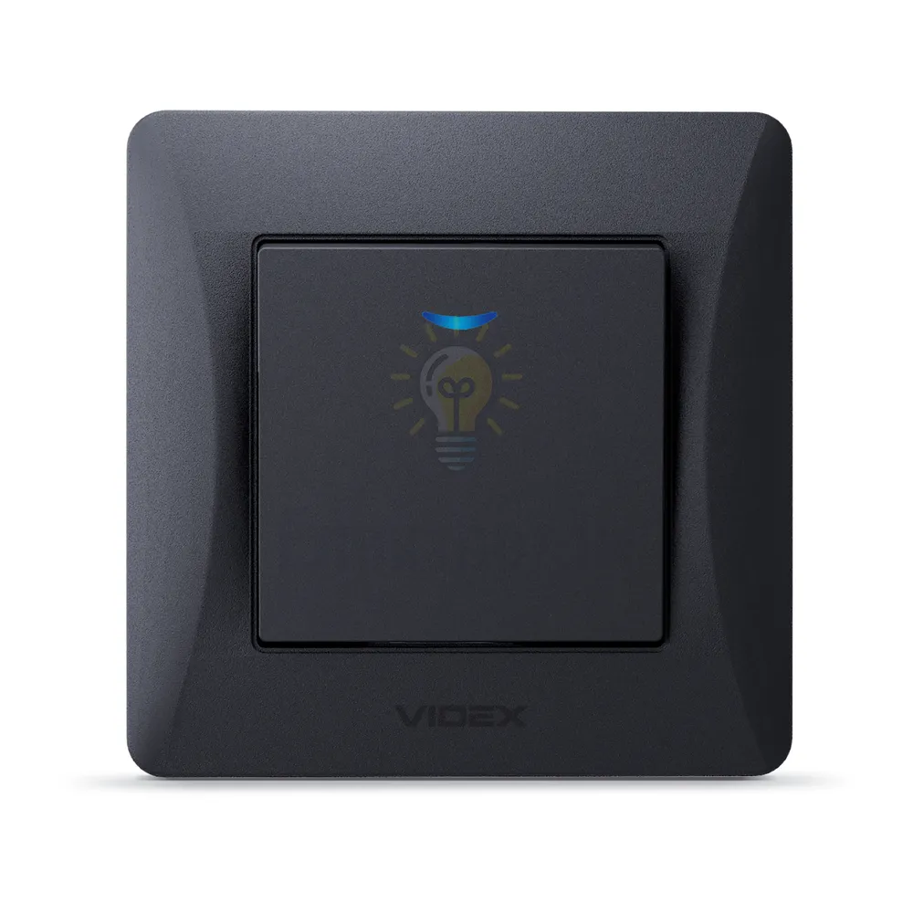 Вимикач одноклавішний з підсвіткою чорний графіт VIDEX BINERA VF-BNSW1L-BG  - фото 1
