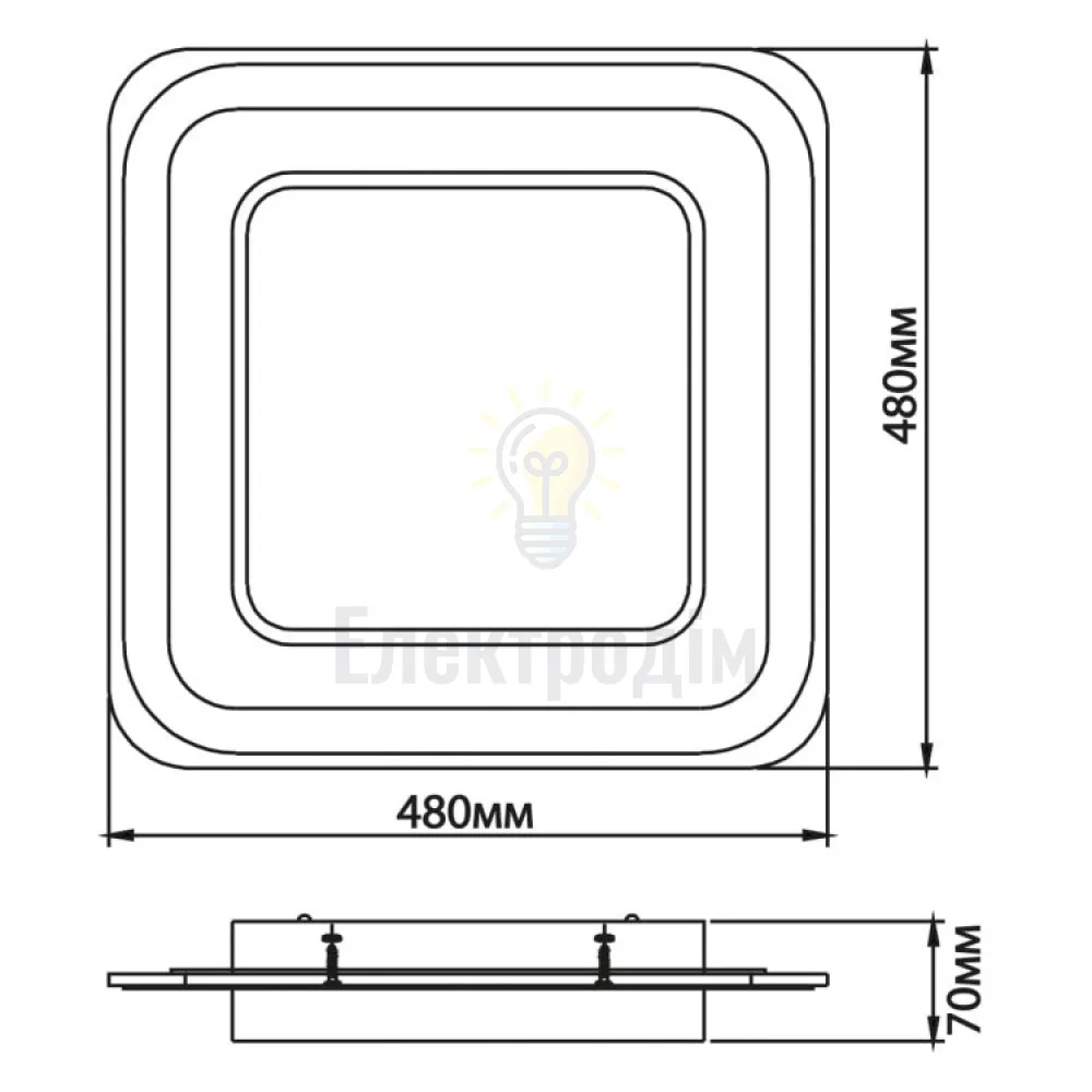 AL6400ARD 80W квадрат 6240Lm 3000K-6500K 480*480*70mm PEARL S 80242  - фото 7