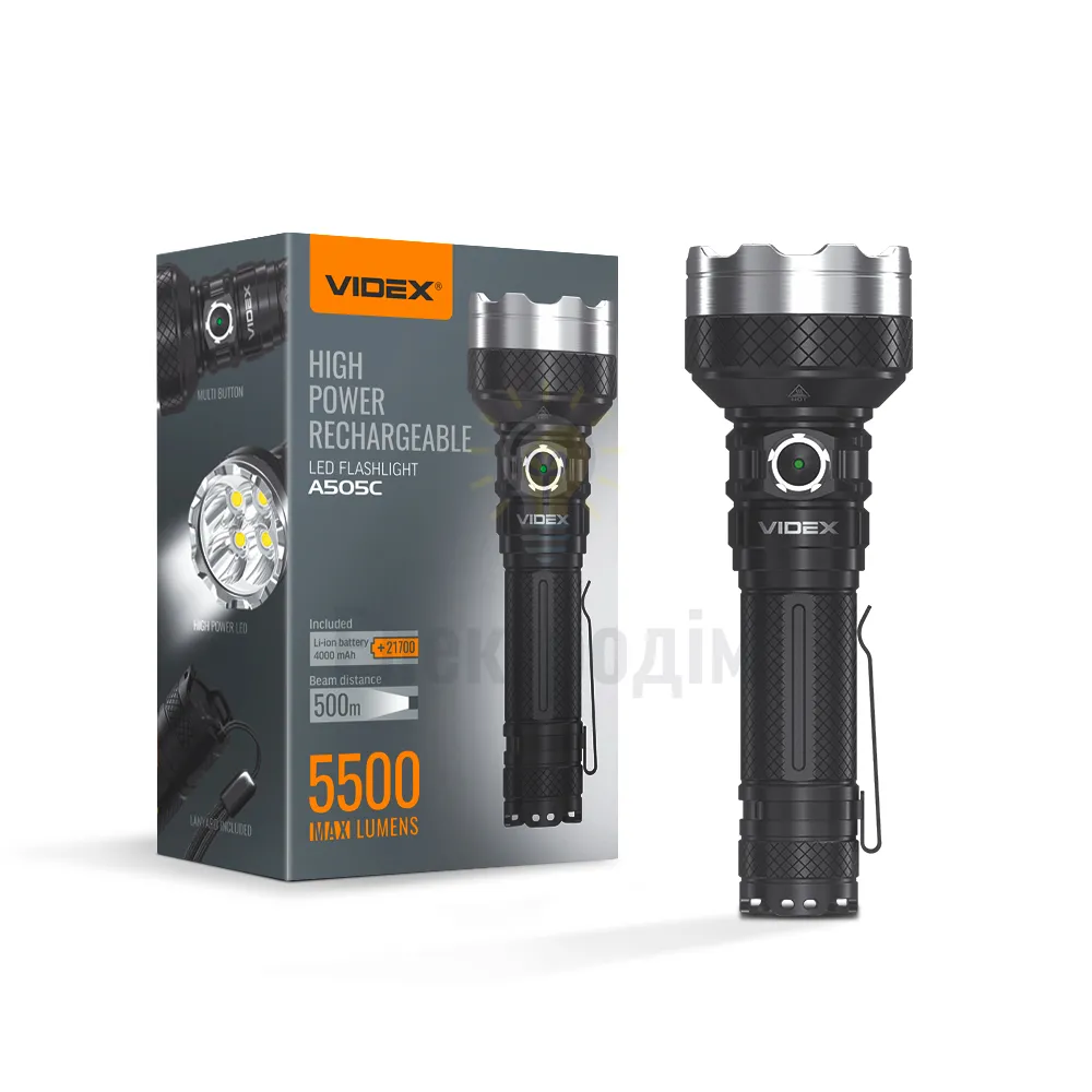 Портативний світлодіодний ліхтарик VIDEX VLF-A505C 5500Lm 5000K VLF-A505C 