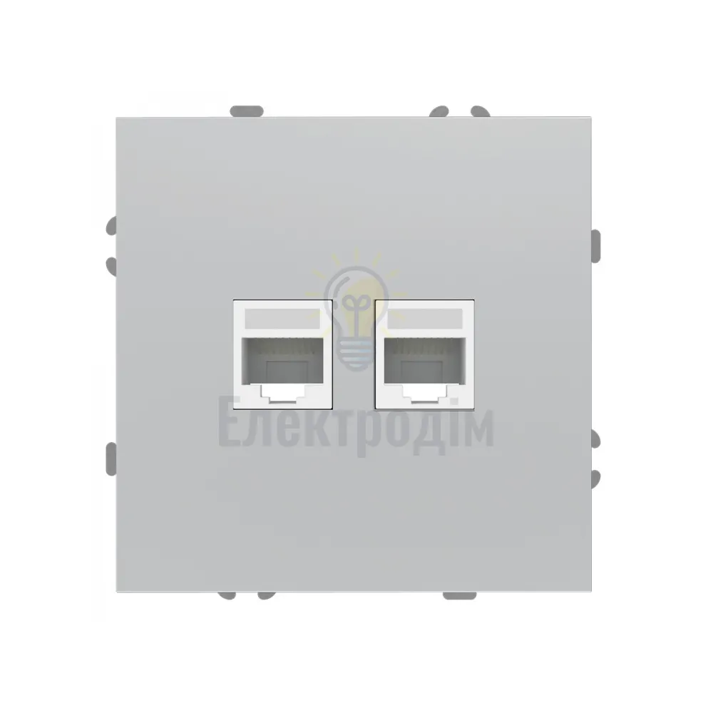 ER152PC-S розетка комп’ютерна подвійна, механізм срібло Soft 80801  - фото 1