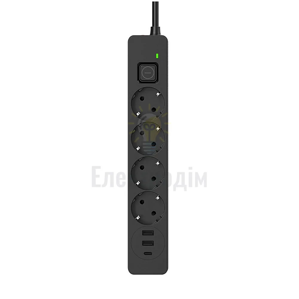 Подовжувач ColorWay Фільтр мережевий 4 розетки/2USB-A/1Type-C 5м чорний CW-CHE435PDB ColorWay CW-CHE435PDB  - фото 21