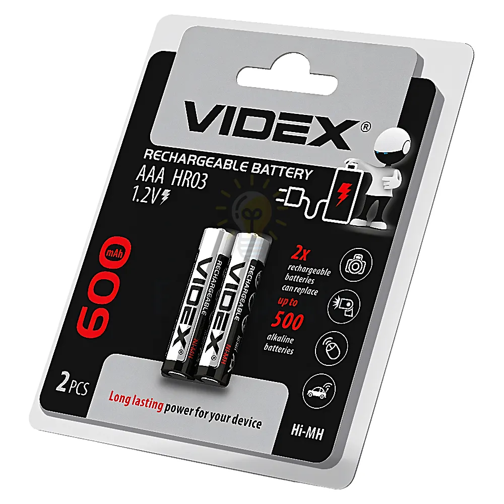 Акамулятор Videx AAА/HR3 600mAh 2.шт HR03/600/2DB 