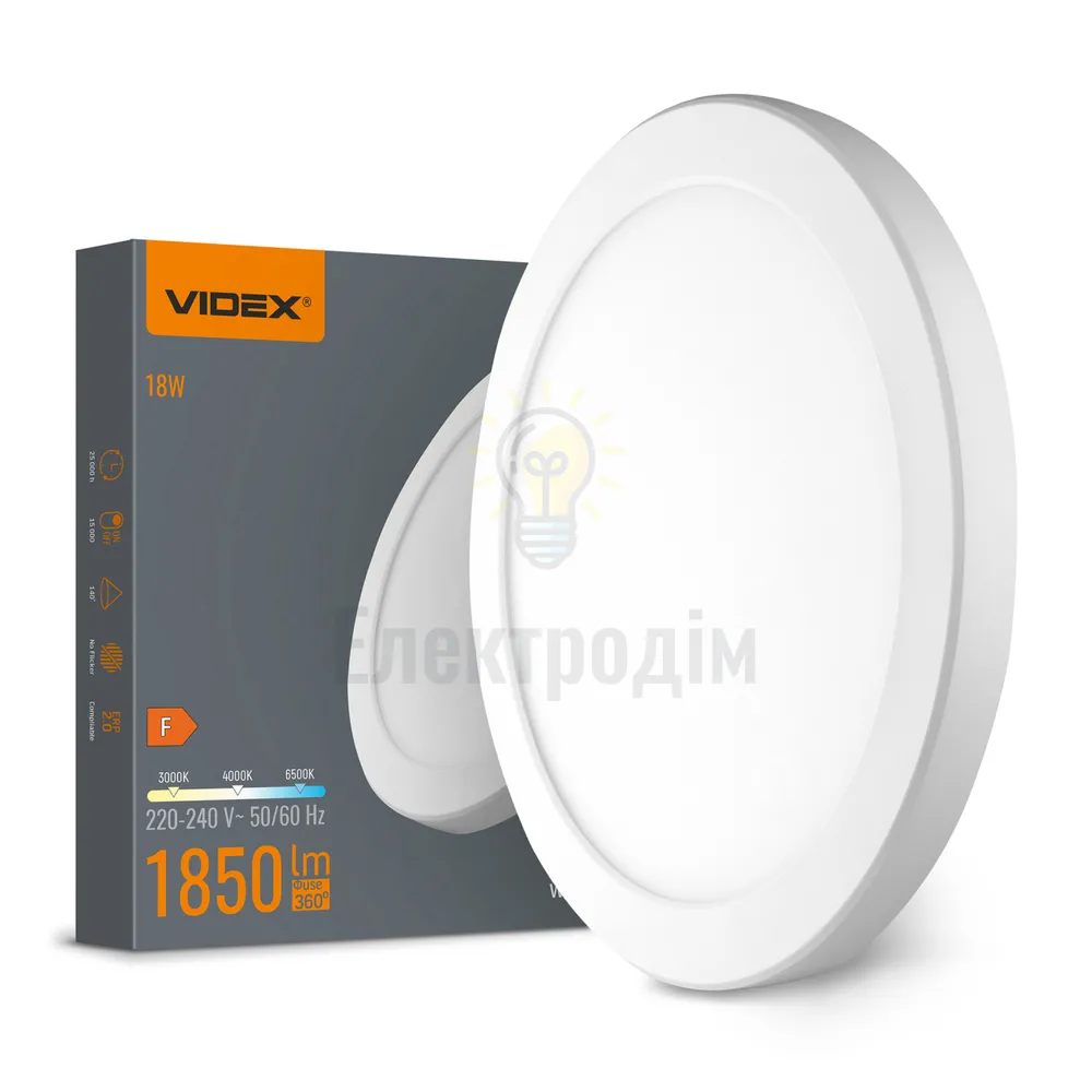 LED світильник круглий VIDEX DL6R 18W 3000K-4000K-6500K White VL-DL6R-18CW 