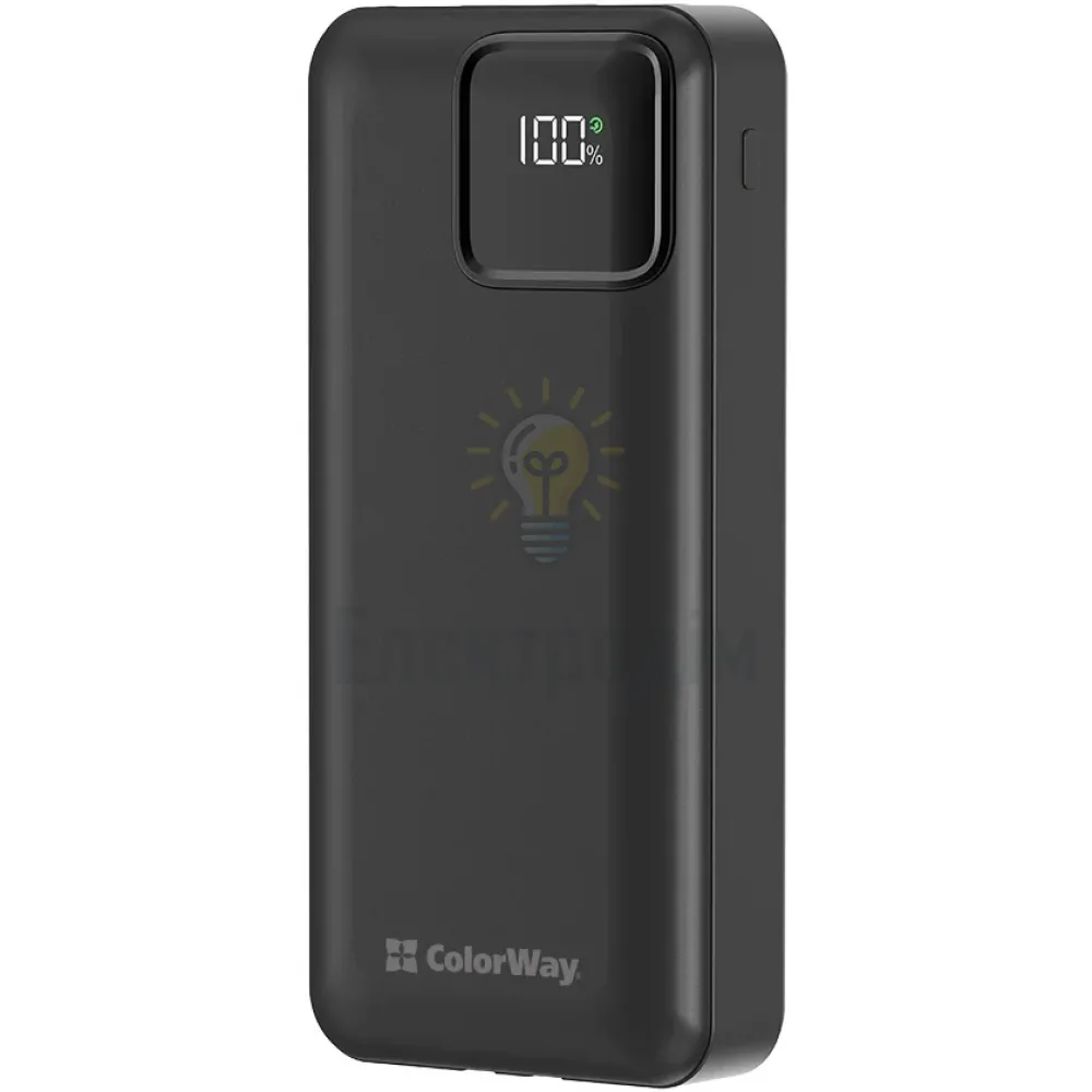 Павербанк 20000 mAh ColorWay Portable Charger CW-PB200LPB4BK-PD 22,5W USB/Type-C QC+PD чорний CW-PB200LPB4BK-PD  - фото 1