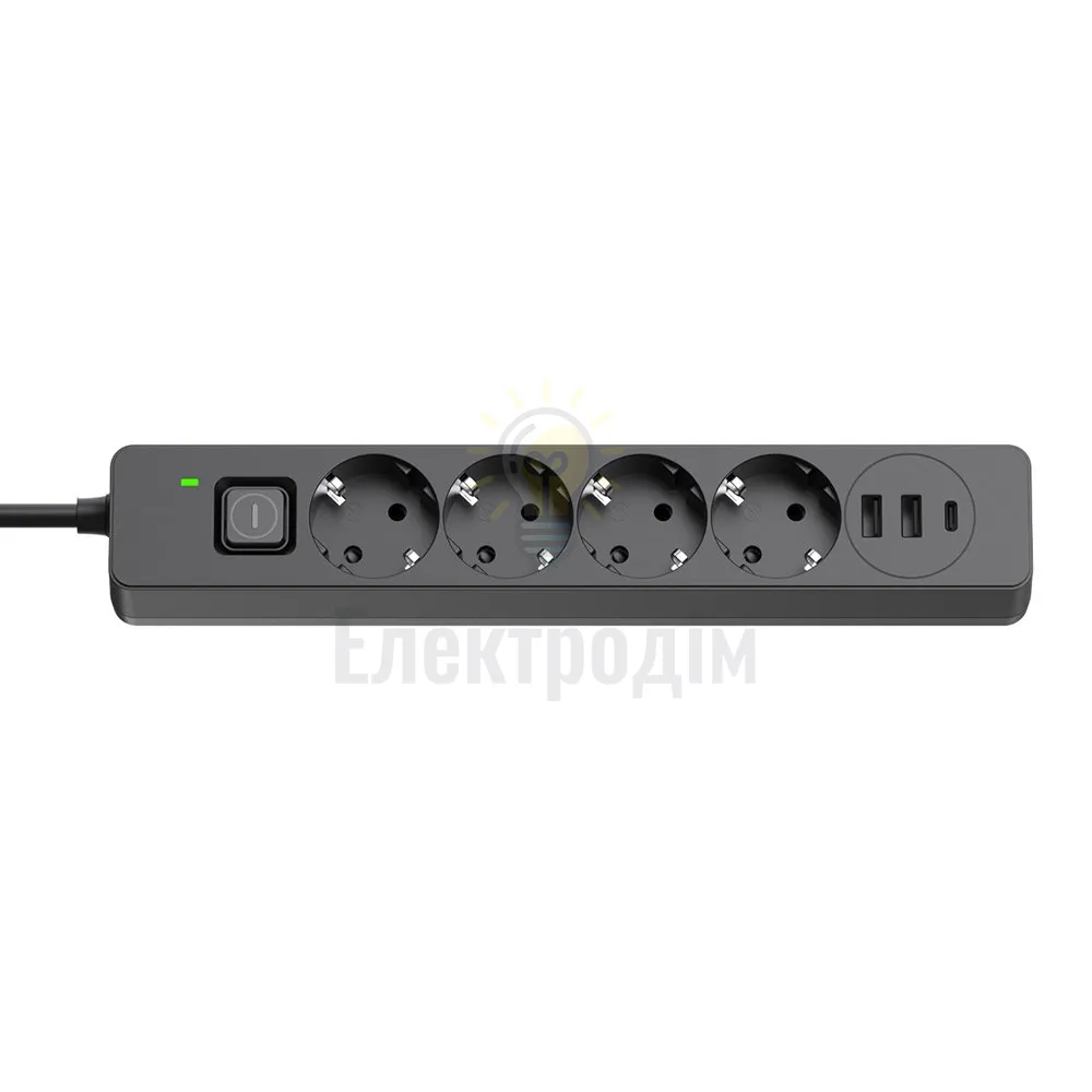 Подовжувач ColorWay Фільтр мережевий 4 розетки/2USB-A/1Type-C 5м чорний CW-CHE435PDB ColorWay CW-CHE435PDB  - фото 19
