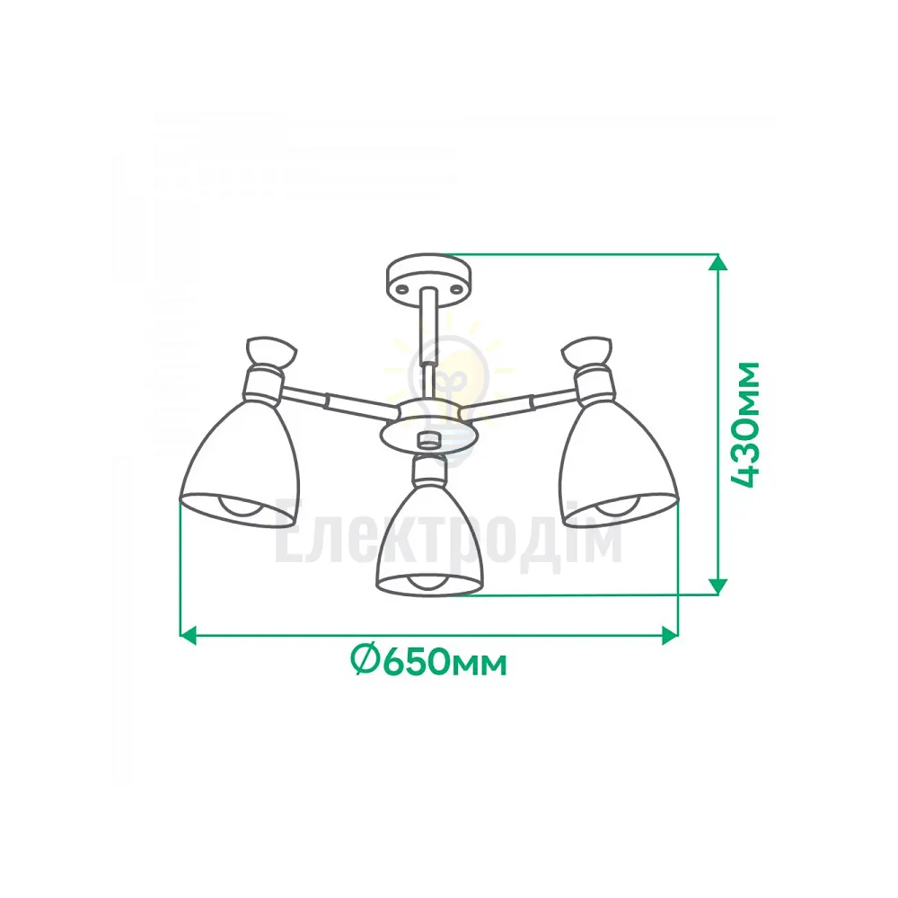 AL6193-1ARD 3*E27*40W 650*430mm білий SCANDY 80100  - фото 1