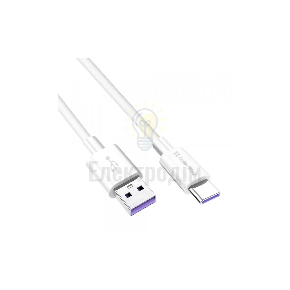 Кабель Colorway USB Type-C (Fast Charging) 5.0А 1м білий CW-CBUC019-WH  - фото 2