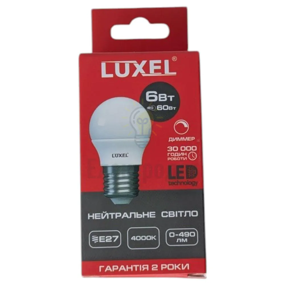 LUXEL Лампа LED G45 6w E27 4000K dimmer 057-NED  - фото 1
