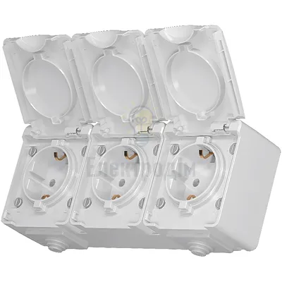 IP65 Розетка зовнішня потрійна із заземленням сіра VIDEX BINERA VF-BNW23G-G — купити в Електродім