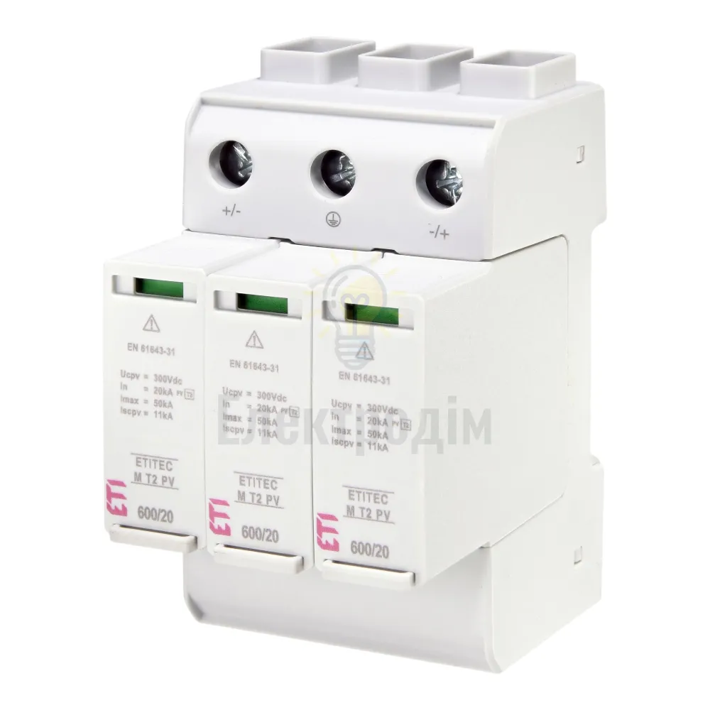 Обмежувач перенапруги ETITEC M T2 PV 600/20 Y (для PV систем) 2440735 