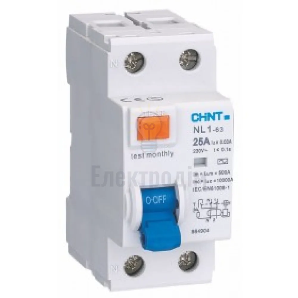 CHINT ПЗВ NL1-63 2P 6kA  25A 30mA тип AC 200212 
