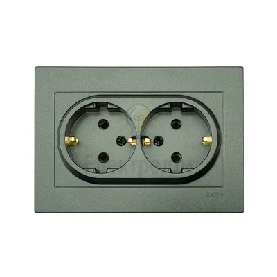 Розетка KARELL антрацит 2-а. з/з 200-131303-245 — купити в Електродім