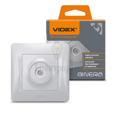 BINERA срібний шовк Розетка внутрішня 1-а TV Videx VF-BNSK1TVME-SS — купити в Електродім