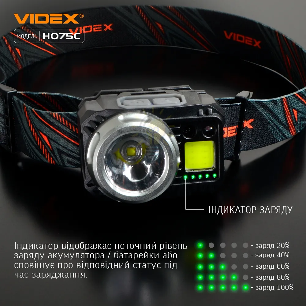Налобний світлодіодний ліхтарик VIDEX 550Lm 5000K VLF-H075C  - фото 6