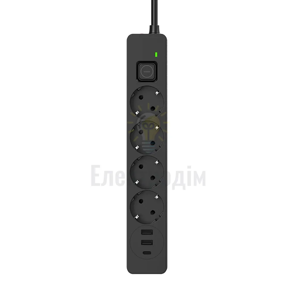 Подовжувач ColorWay Фільтр мережевий 4 розетки/2USB-A/1Type-C 5м чорний CW-CHE435PDB ColorWay CW-CHE435PDB  - фото 21
