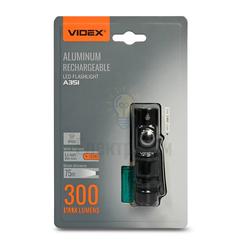 Портативний світлодіодний ліхтарик VIDEX  300Lm 5000K VLF-A351  - фото 4
