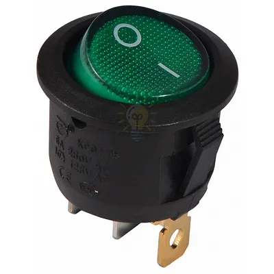 Перемикач KCD1-5-101N GR/B 220V 1 клав. круглий зелений з підсвічуванням  АСКО A0140040072 — купити в Електродім