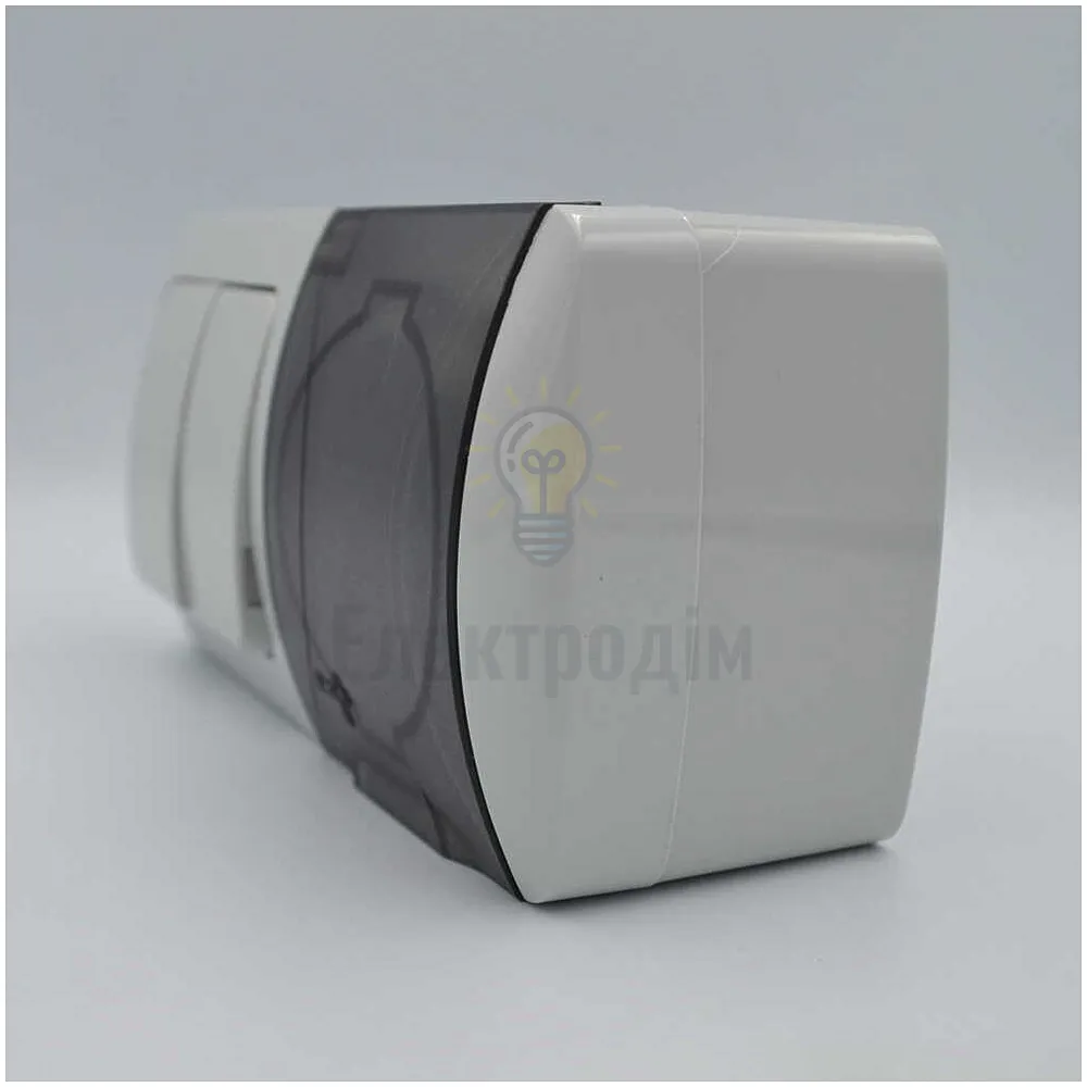 Вимикач EL-BI EVA 2-ий + Розетка з заземленням з кришкою світло-сірий IP54 554-011500-922  - фото 2