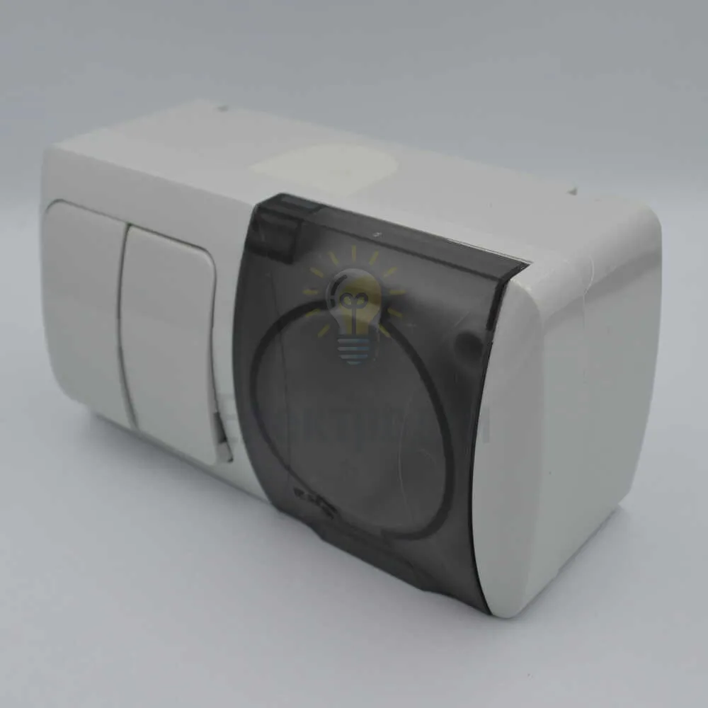 Вимикач EL-BI EVA 2-ий + Розетка з заземленням з кришкою світло-сірий IP54 554-011500-922  - фото 3