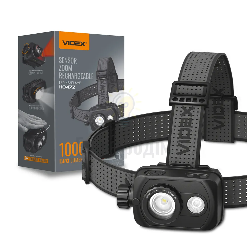 Ліхтарик LED налобний 1000Lm 5000К VLF-H047Z Videx VLF-H047Z 