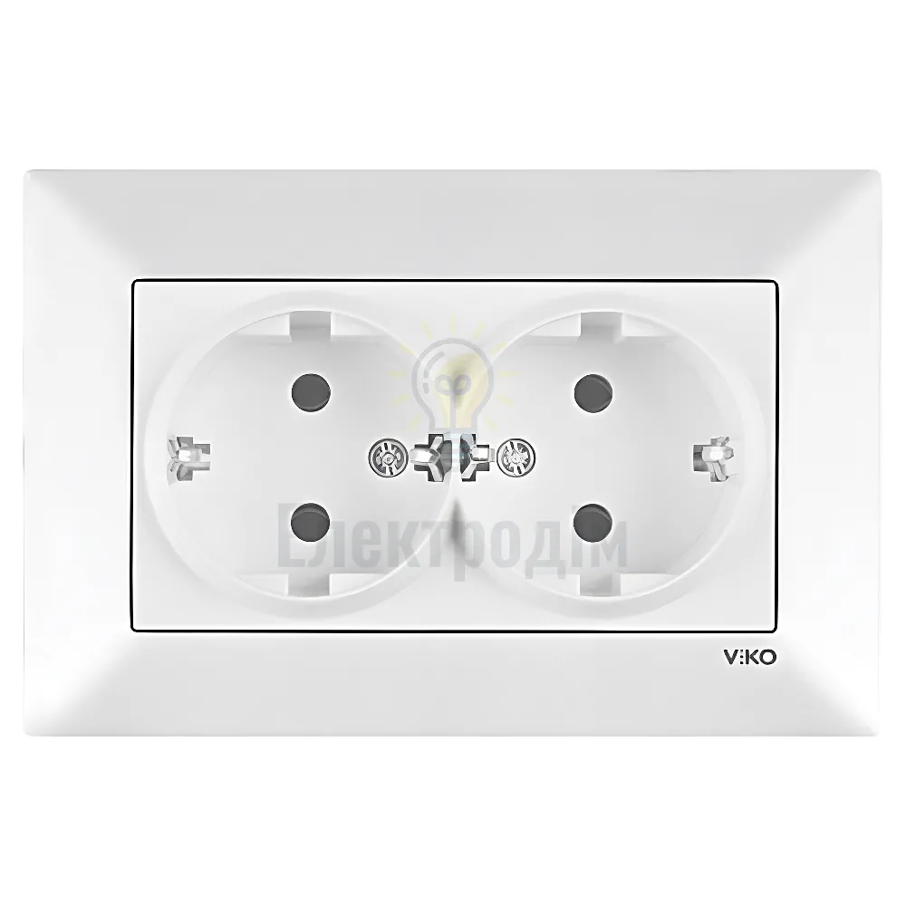 Розетка 2-на із з/к  Viko Meridian біла 90970056-WH 