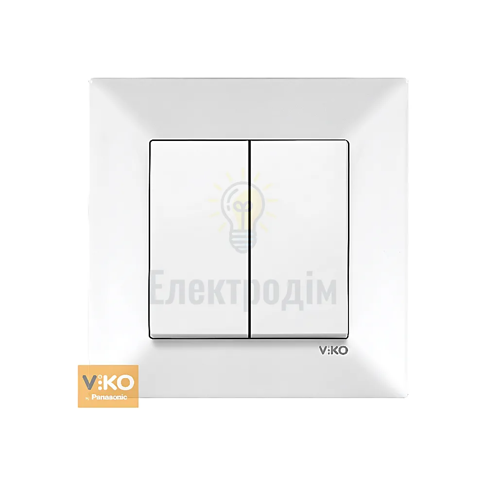 Вимикач 2-кл.  Viko Meridian Білий 90970002-WH 
