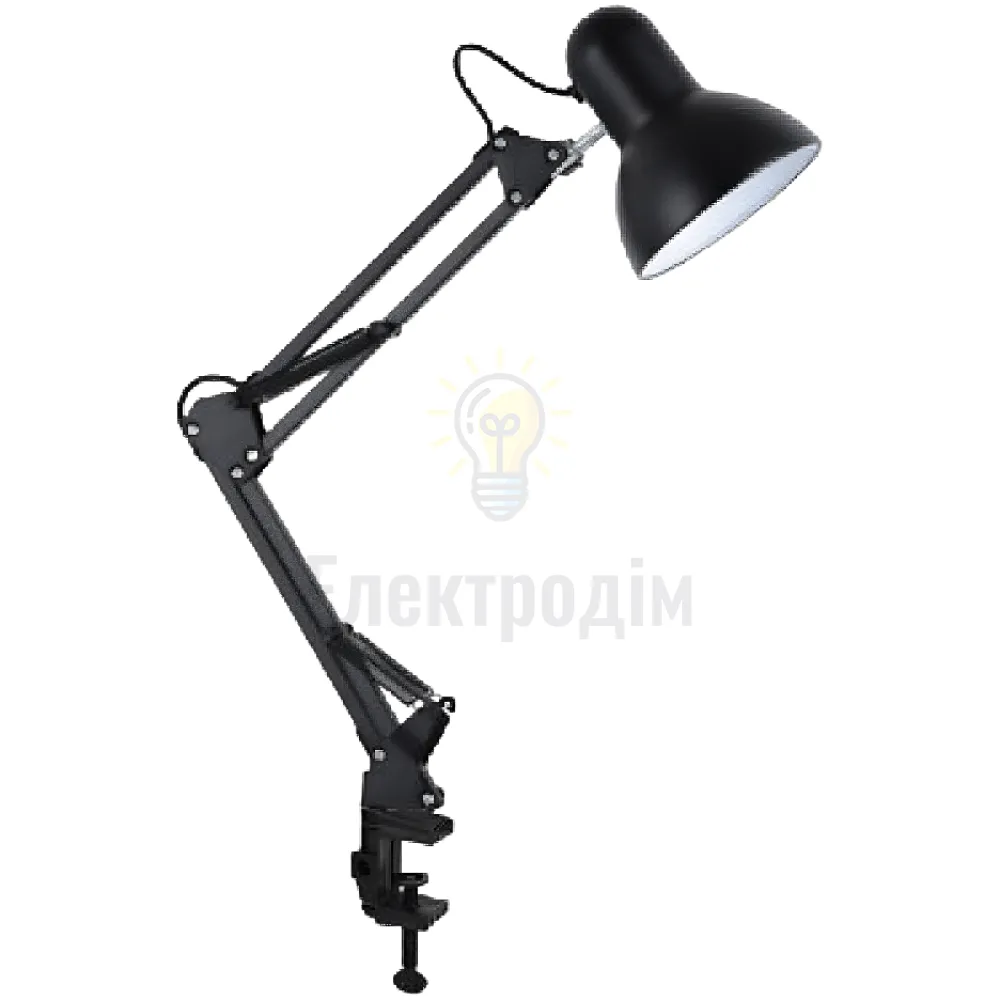 Лампа настільна телескопічна Lebron L-TL-Tel, E27, 40W, струбцина, чорна 15-11-76 