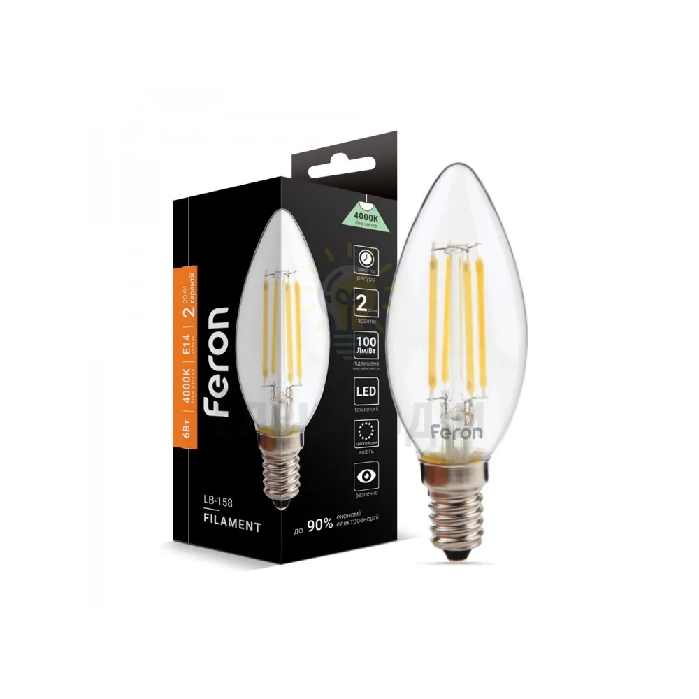 Світлодіодна лампа Filament LB-158 C37 230V 6W 600Lm  E14 4000K 25749 