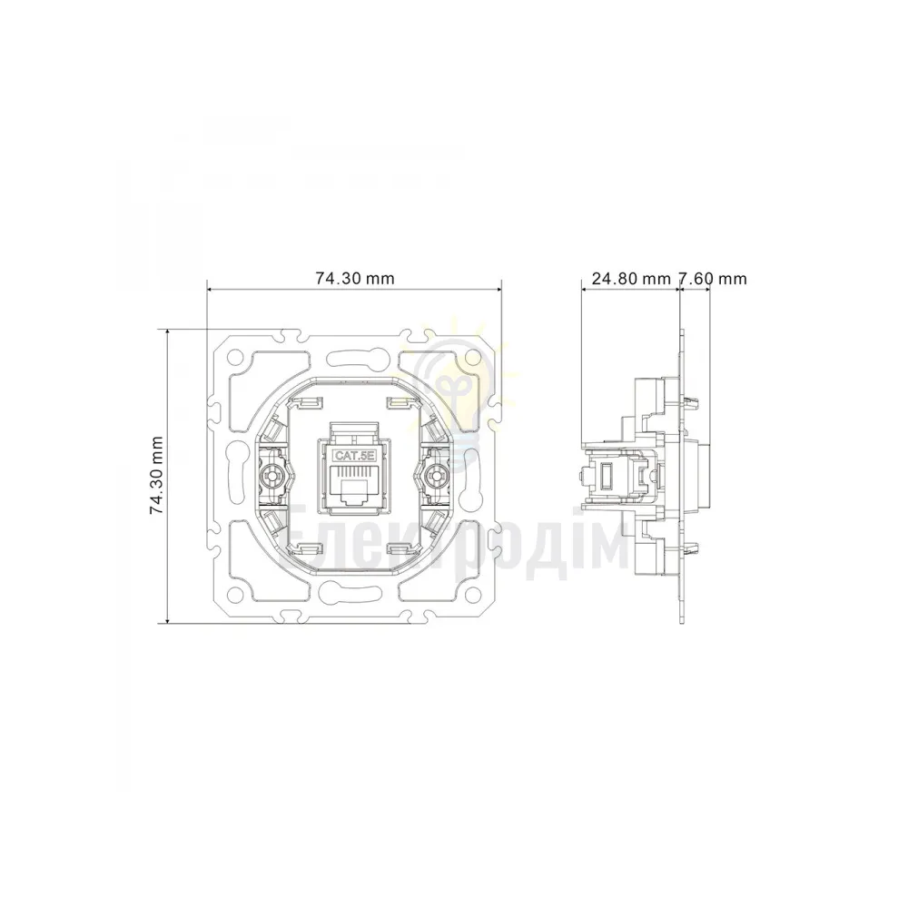 ER151PC-S розетка комп’ютерна, механізм срібло Soft 80800  - фото 2