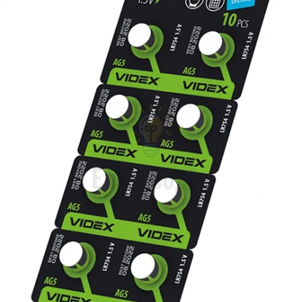 Батарейка Videx AG 5 (LR754) Videx blister card 1шт. 