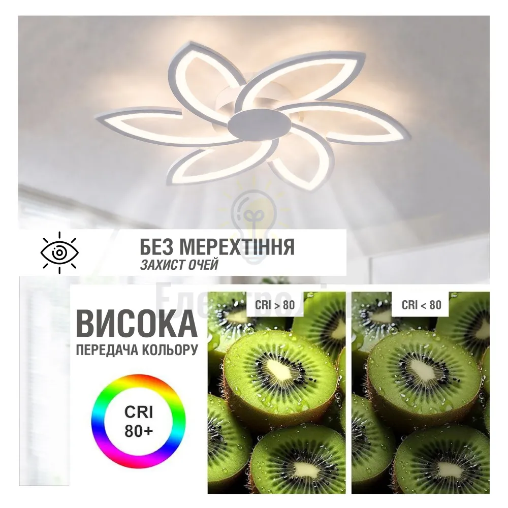 LED світильник VELMAX V-CL-LILY-6Wh, max 76W, 3000K-6500K, пульт, блок живлення, білий, 230V 23-43-26  - фото 2