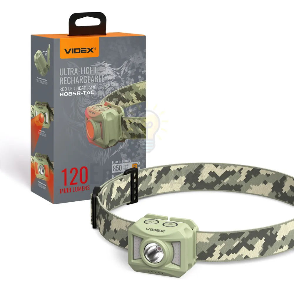 Налобний світлодіодний ліхтарик VIDEX 120Lm RED VLF-H085R-TAC 