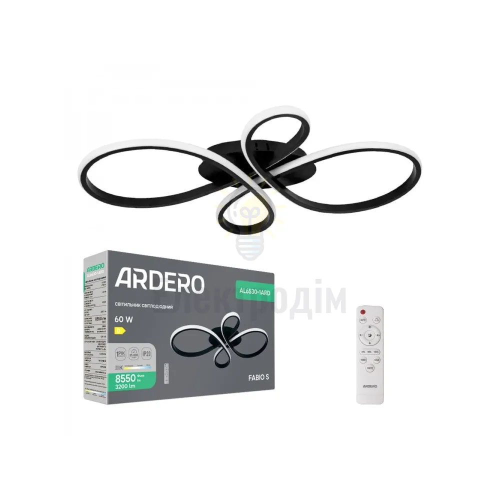 Світлодіодний SMART світильник Ardero AL6530-1 ARD FABIO S 60Вт чорний 80494 