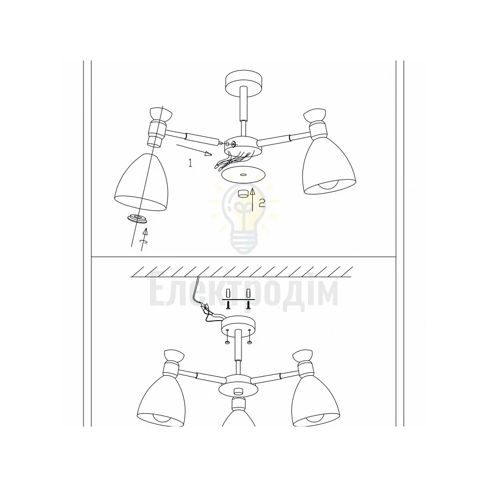 AL6193-1ARD 3*E27*40W 650*430mm білий SCANDY 80100  - фото 2