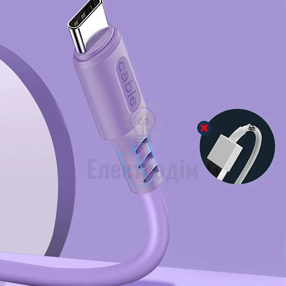 Кабель USB Type-C ColorWay CW-CBUC044-PU 2,4A 1м фіолетовий CW-CBUC044-PU  - фото 2