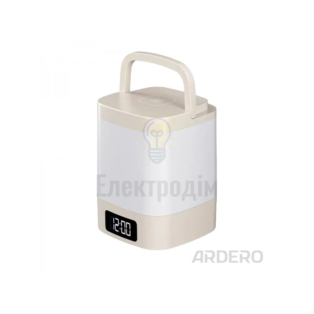 Нічник NL-S02ARD квадрат 3000-6000К Type-C 88*88*114mm бежевий з годинником 81142  - фото 1