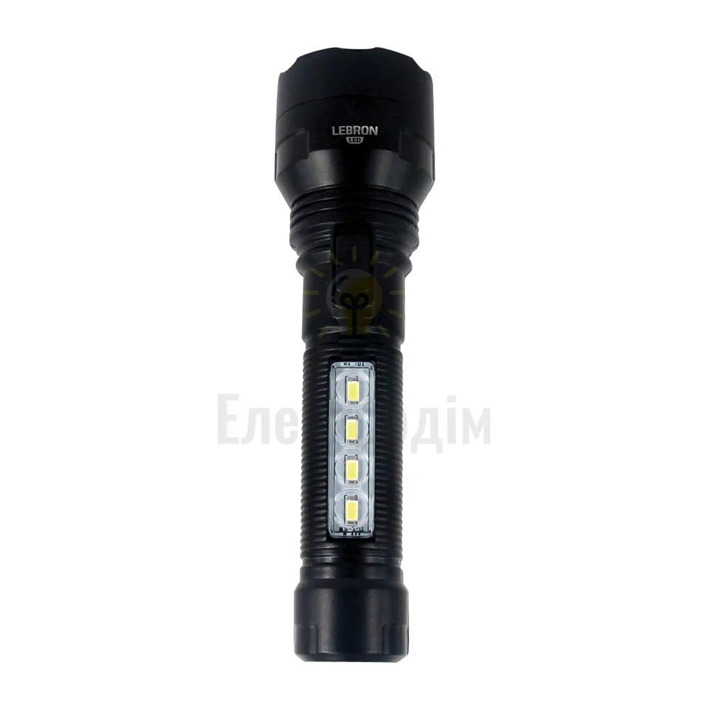 LED ліхтар ручний акумуляторний LEBRON L-HL-40, ABS, чорний, 2W + 0,8W, 1200mAh Li-Ion 15-15-40 URSA 