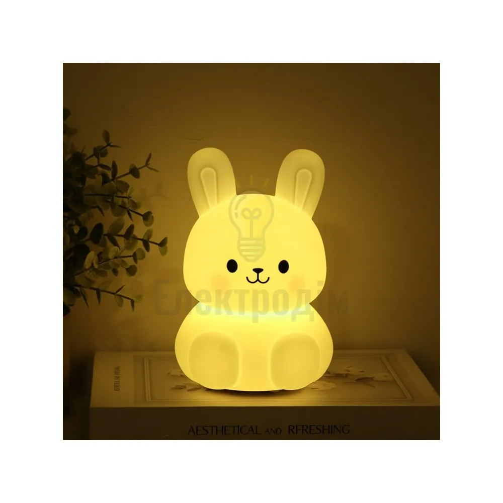 Нічник силіконовий SNL-R02ARD зайчик білий RGB 3*ААА 10.1*11.3*14.8cm 80672  - фото 3