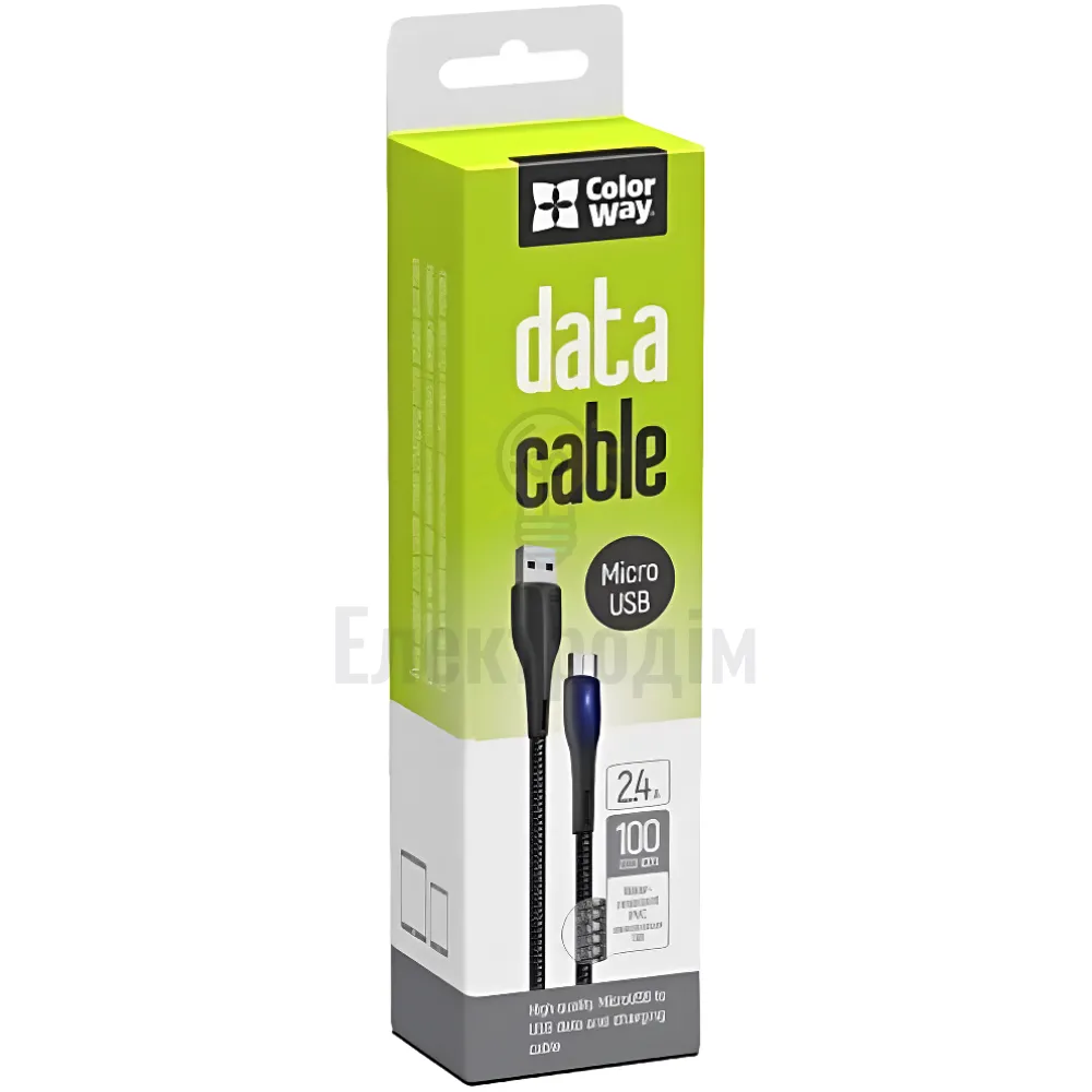 Кабель USB MicroUSB ColorWay CW-CBUM034-BK 2,4A LED індикатор 1м чорний CW-CBUM034-BK 