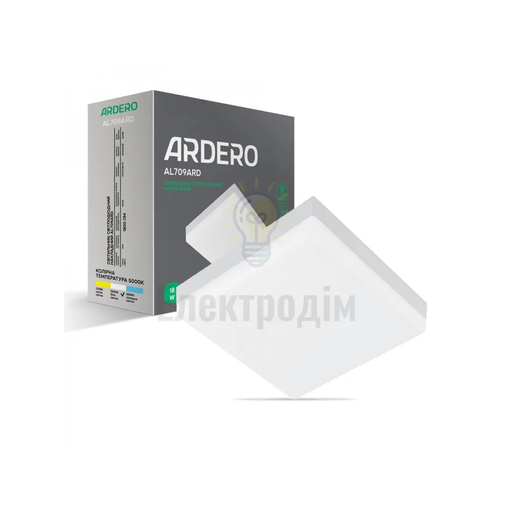 AL709ARD 18W квадрат накладний 1800Lm 5000K 120*120*40mm 80005 