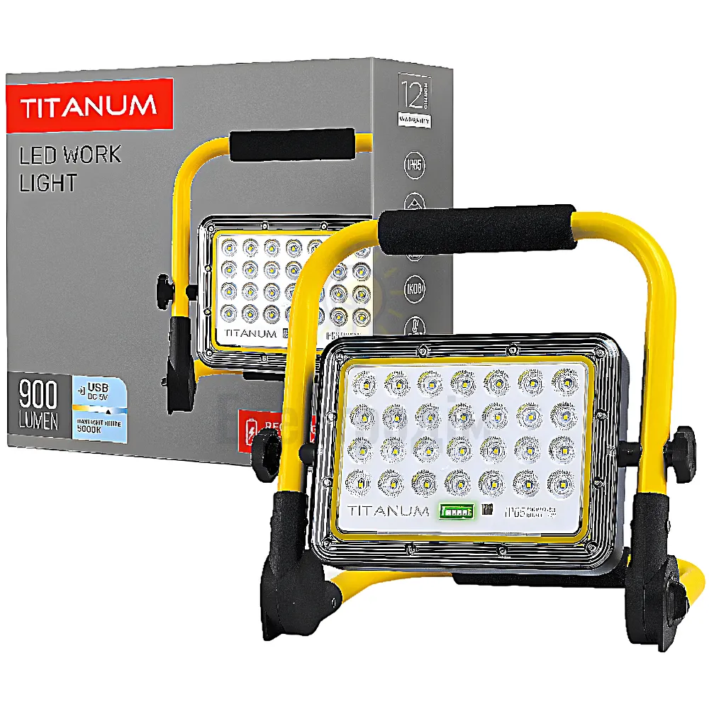 LED прожектор акумуляторний IP65 TITANUM 20W 900Lm 5000K TL-FA-105 