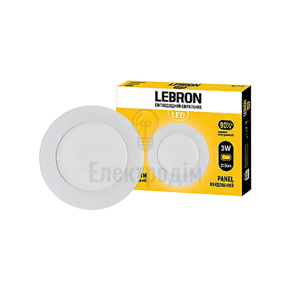 Світлодіодний світильник Lebron L-PR-341, 3W, вбудований, d.88x19mm, 4100K, 210Lm, кут 120° 12-10-03 
