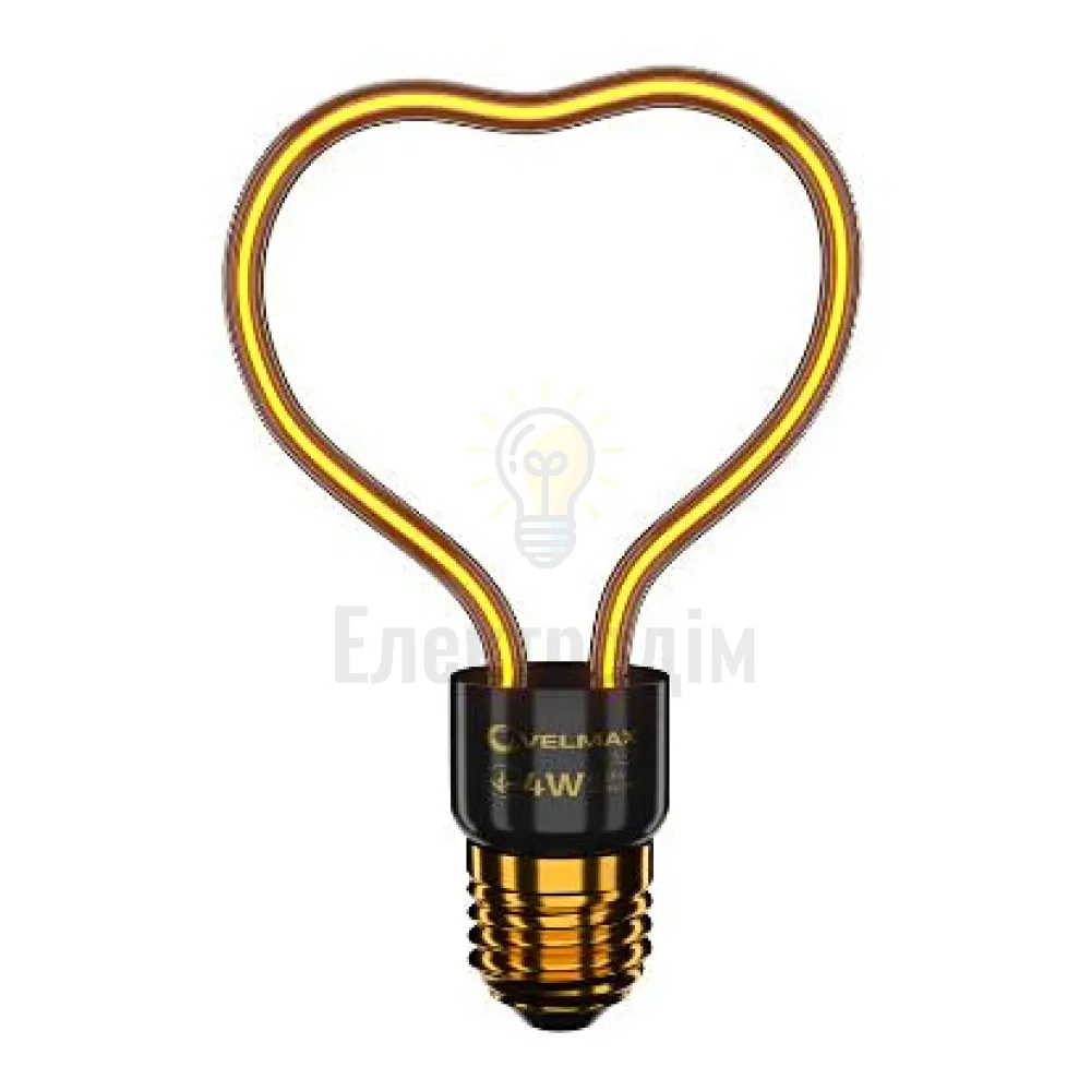 LED лампа VELMAX V-Filament-Decor-Серце, 4W, E27, 2700K, 260Lm 21-48-12 
