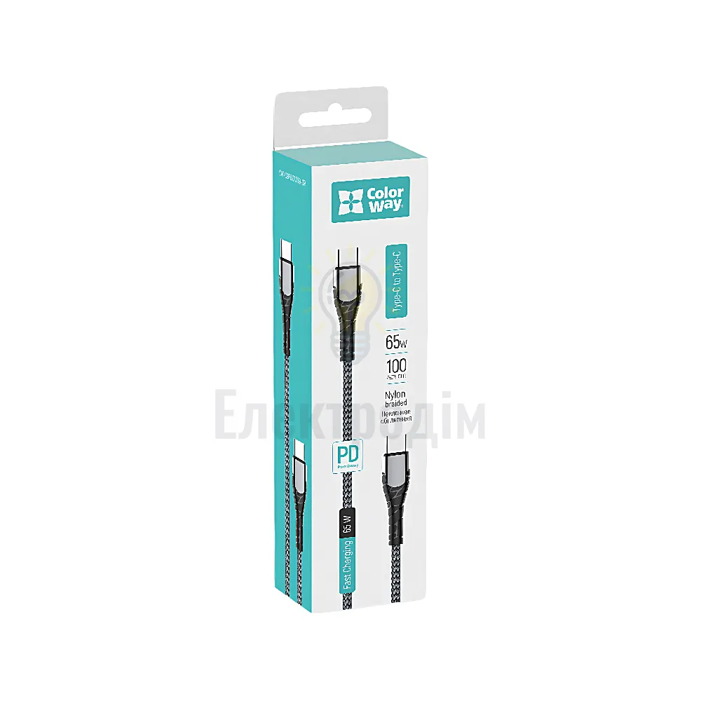 Кабель USB PD Type-C/Type-C ColorWay CW-CBPDCC040-GR 3,0A 1м сірий CW-CBPDCC040-GR 