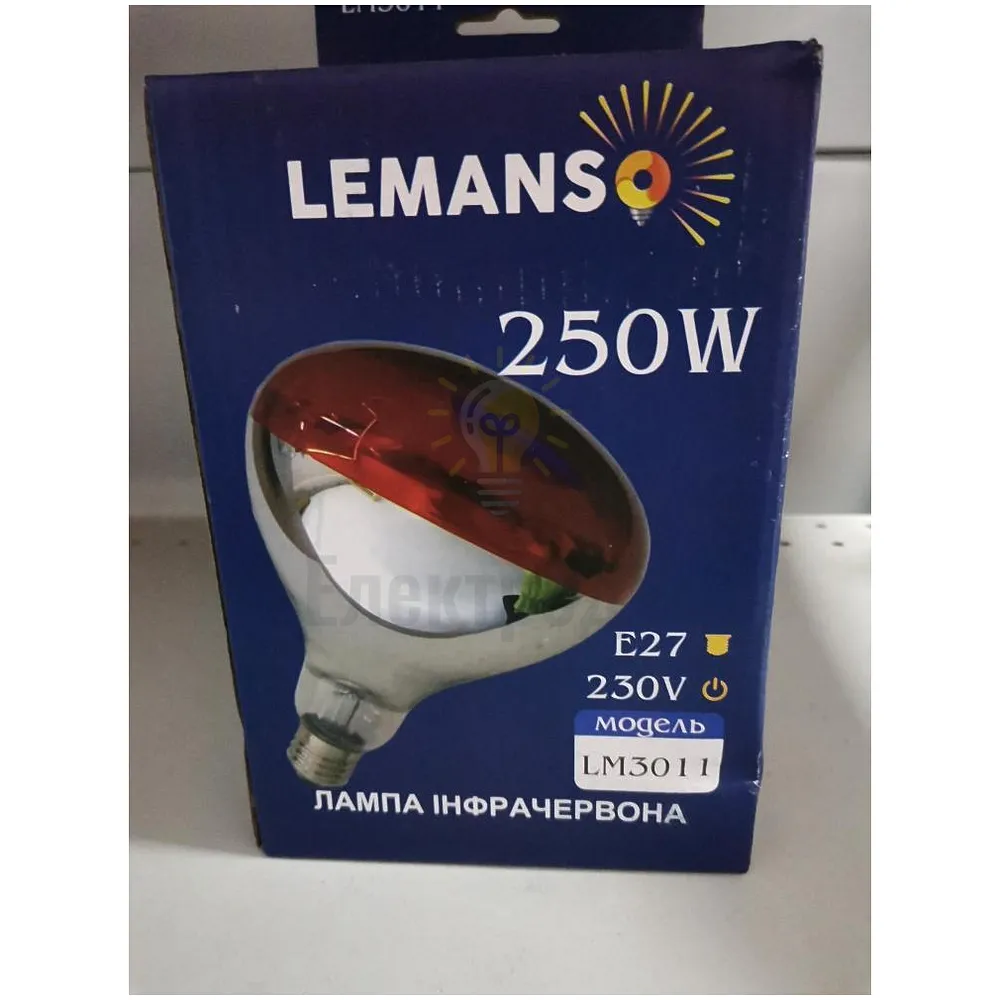 Лампа інфрачервона Lemanso 250W E27 230V на половину червона LM3011 
