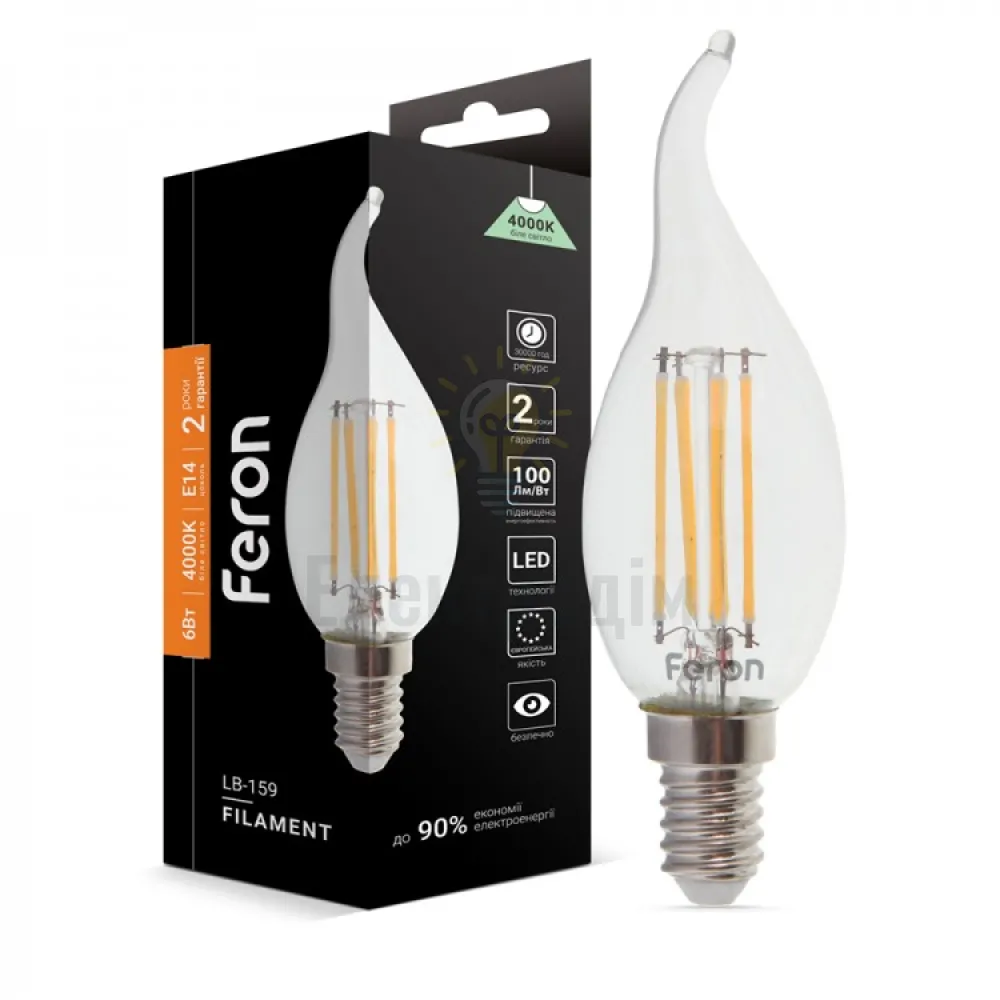 Світлодіодна лампа Filament LB-159 CF37 230V 6W 600Lm  E14 4000K 25751 