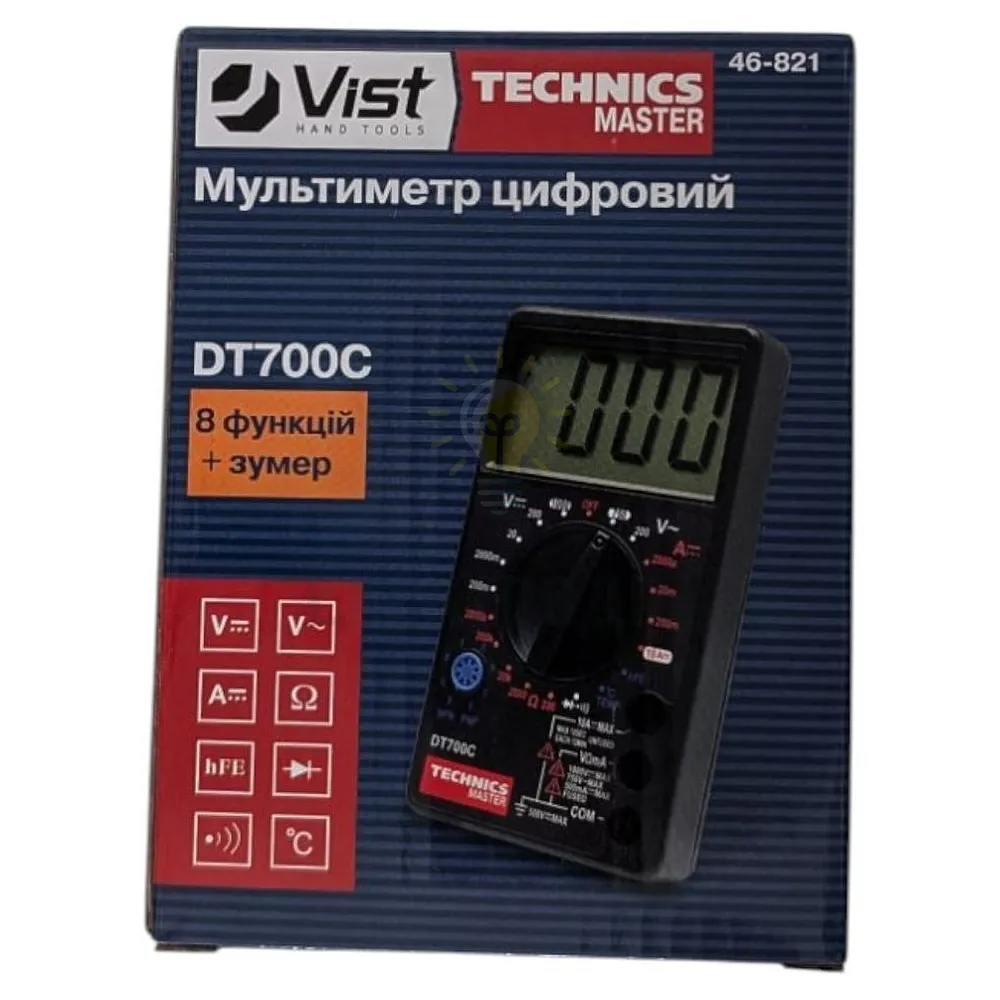 Мультиметр цифровий DT700C, 8 функцій + зумер Technics 46-821  - фото 3